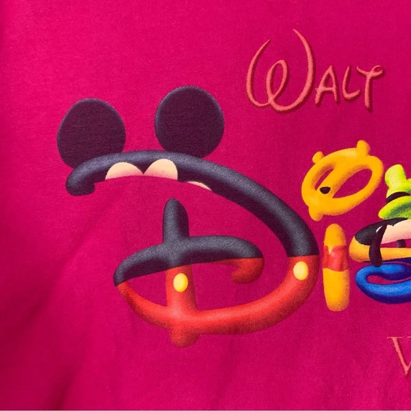 Vintage Walt Disney World Mickey Inc. T-Shirt Adult Size XLarge  Hot Pink Cotton - Picture 6 of 11